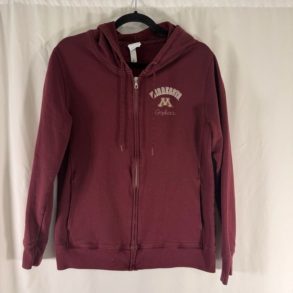 Minnesota Gophers Hoodie Womens Large Purple Full Zip Drawstring Pockets Relaxed